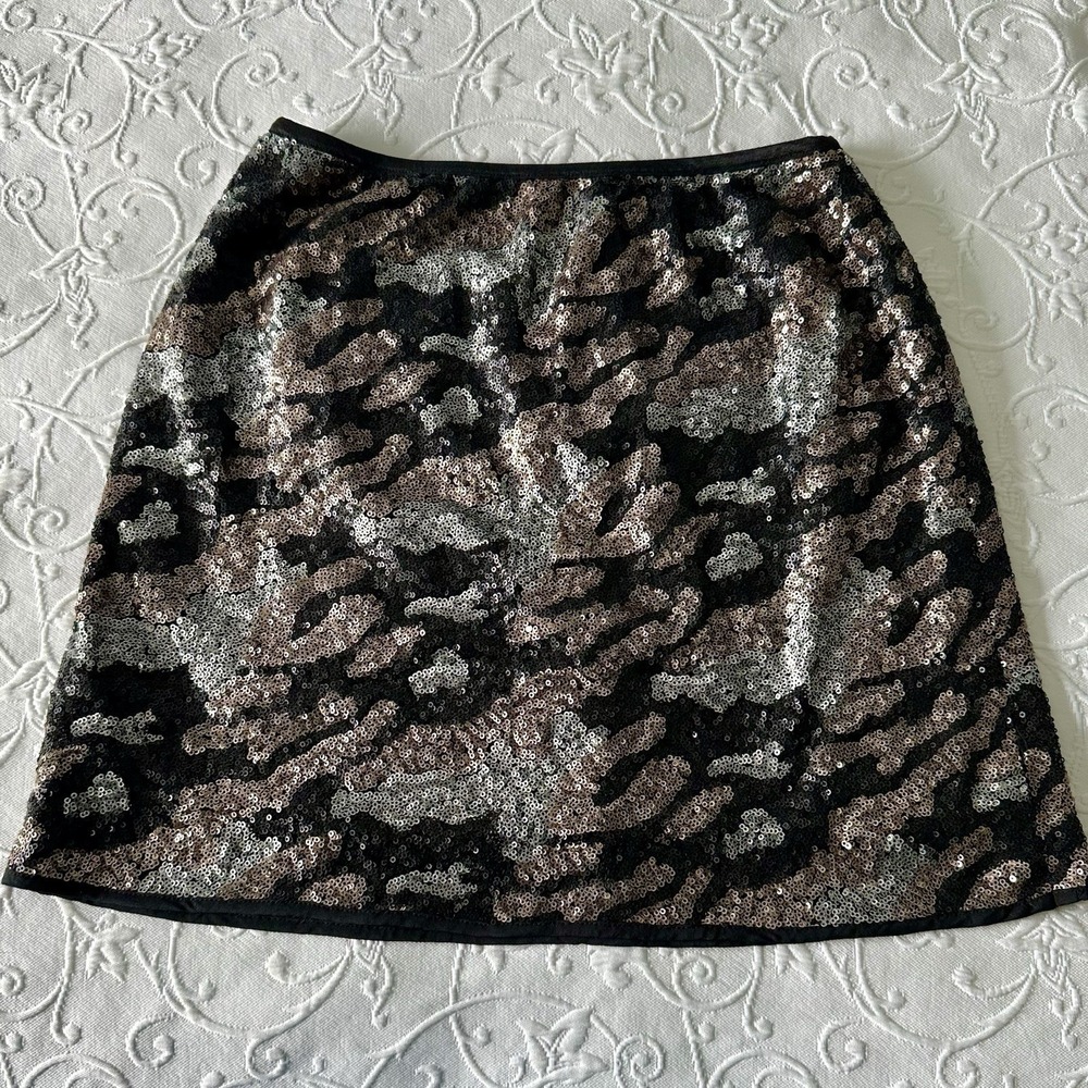 Lavender Brown Mini Sequin Skirt Juniors Size Large Black Gold Silver Camo